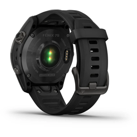 Garmin fenix 7S Sapphire Solar schiefergraues DLC-Titan Kunststoffarmband schwarz