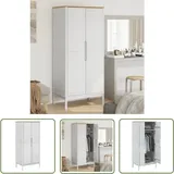 The Living Store - Kleiderschrank floro Weiß 77x53x171 cm Massivholz Kiefer - Holzschränke - Kleiderschrank Weiß - Massivholzklaederschrank