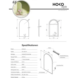 PonteSino HOKO LED Badspiegel Bogen 50x90/90x50 cm / Gold