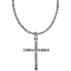 Zeeme Basic Halskette Silber 925 poliert mit Kreuz-Anhänger 60cm lang Königskette 2,2mm breit