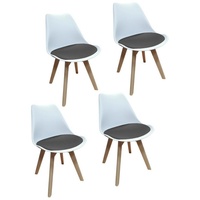 HTI-Living Esszimmerstuhl Stuhl Atlanta Velvet 4er-Set (Set, 4 St), Esszimmerstuhl Kunststoffschale Samtbezug Holzfüße grau|weiß