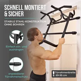 PULLUP & DIP Dip Station für Tür Klimmzugstange - Teleskop Klimmzugstange + Dip Stange Bundle