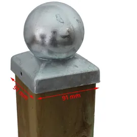Baumarktplus Pfostenkappe verzinkt 91 mm Kugel Abdeckkappe Für Pfosten 9 x 9 Cm