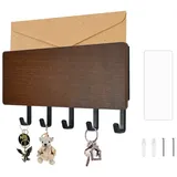 JUNMEIDO Schlüsselhalter Schlüsselbrett mit Ablage Schlüsselregal Schlüsselboard Selbstklebend Wand Schlüsselregal Schlusselaufbewahrung Schlüsselleiste Wandorganizer mit 5 Haken für Büro, Küche