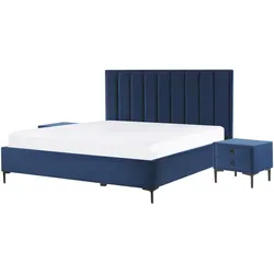 Schlafzimmer komplett Set 3-teilig blau 160 x 200 cm SEZANNE