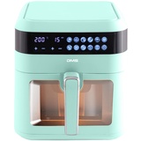 DMS XXXL 7 Liter Heißluftfritteuse | fritteuse | Backofen | Heißluftgrill | Cooker | fettfrei und ohne Öl | inklusive 10 Programmen und digitalem Touch Display | Timer | HFG-7 (Green)