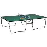 sportnow Tischtennisplatte Klappbar Tischtennistsich mit Rollen, 2 Tischtennisschlägern und 3 Bällen, Stahl, Grün, 274 x 152,5 x 76 cm