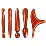 Generisch Reise Massagestab, Triggerpunkt Drücker Holz, Trigger Massage Zubehör, Kompakte Massagestab Holz Natürliches für Füße, Nacken, Schultern, Rücken (5 Stück)