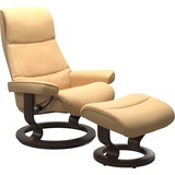 Stressless Relaxsessel "View" Sessel Gr. Material Bezug, Cross Base Wenge, Ausführung Funktion, Größe B/H/T, gelb (yellow) Lesesessel und Relaxsessel mit Classic Base, Größe L,Gestell Wenge