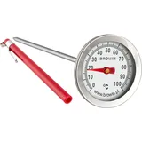 BROWIN® Analog Bratenthermometer mit Etui 100400 | 0-100 °C Grillthermometer aus Edelstahl | Garthermometer für Fleisch, Flüssigkeiten, Babymilch | Fleischthermometer für Backofen, BBQ und Grill