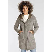 POLARINO Strickmantel in beige-braun | taupe XXL