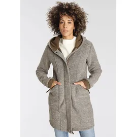 POLARINO Strickmantel in beige-braun | taupe XXL