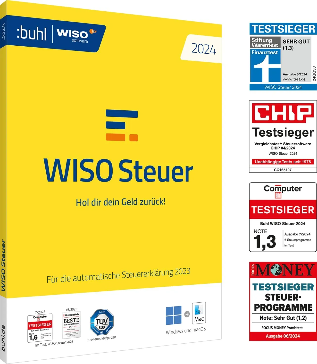 WISO Steuer 2024 (für Steuerjahr 2023), Für Windows, Mac, Smartphones und Tablets, Standardverpackung