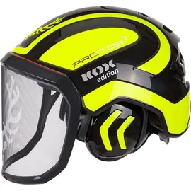 protos® Forsthelm / Schutzhelm KOX Edition mit Gehörschutz und Visier Integral Forest Schwarz/Neon Gelb OneSize