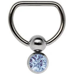 Brustwarzenpiercing ADELIA ́S "Piercing  Piercing Brustpiercing", Damen, blau (hellblau), Titan, modisch, Piercings, Titan Brustpiercing D-Ring mit Doppel Klemmkugel und 6 mm Stein hellblau