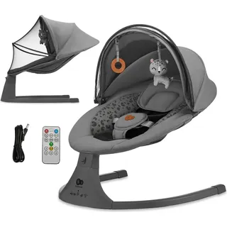 Kinderkraft LUMI 2in1 Babywippe mit Melodie, 4xAAA, dunkelgrau – Grau