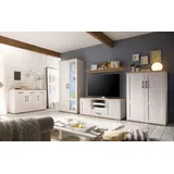 moebel-dich-auf Wohnwand Elegance in Sibiu-Lärche Nb. im Landhausstil Anbauwand Wohnzimmerschrank TV-Lowboard Fernsehschrank inkl. LED-Beleuchtung in 2 Varianten (Wohnwand inkl. Sideboard)