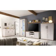 moebel-dich-auf Wohnwand Elegance in Sibiu-Lärche Nb. im Landhausstil Anbauwand Wohnzimmerschrank TV-Lowboard Fernsehschrank inkl. LED-Beleuchtung in 2 Varianten (Wohnwand inkl. Sideboard)