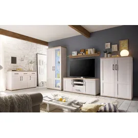 moebel-dich-auf Wohnwand Elegance in Sibiu-Lärche Nb. im Landhausstil Anbauwand Wohnzimmerschrank TV-Lowboard Fernsehschrank inkl. LED-Beleuchtung in 2 Varianten (Wohnwand inkl. Sideboard)