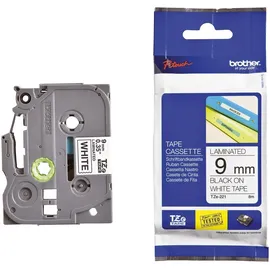 Brother TZe-221 laminiert schwarz auf weiß 0,9cm x 8m