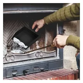 Relaxdays Ascheeimer Stahl 0,10 m x 0,38 m mit Schaufel Schwarz