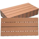 Fiqops WPC Fliesen Terrassenfliesen 30 Stück = 5m2 Terrassendielen Holz-Optik 60x30cm, Fliese Bodenfliese Klickfliese Braun - Braun