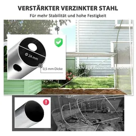 Outsunny Gewächshaus Stahl Weiß Folie 6 mm 18 m2