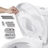 Arebos WC Sitz mit Absenkautomatik | 2in1 Toilettendeckel mit Kindersitz softclose | (max. Belastung 150 kg) | Toilettensitz mit Klodeckel | einfache Montage | Duroplast Klodeckel oval universell