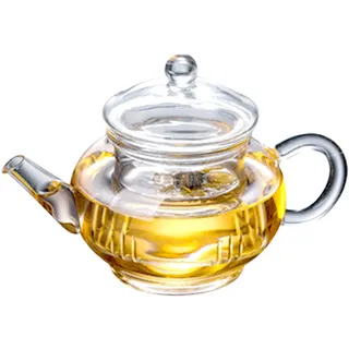 BYYLECL Runde Glas-Teekanne aus Borosilikatglas mit Teefilter, Teekanne aus Borosilikatglas, Teekanne für Tee und Kaffee, 250 ml