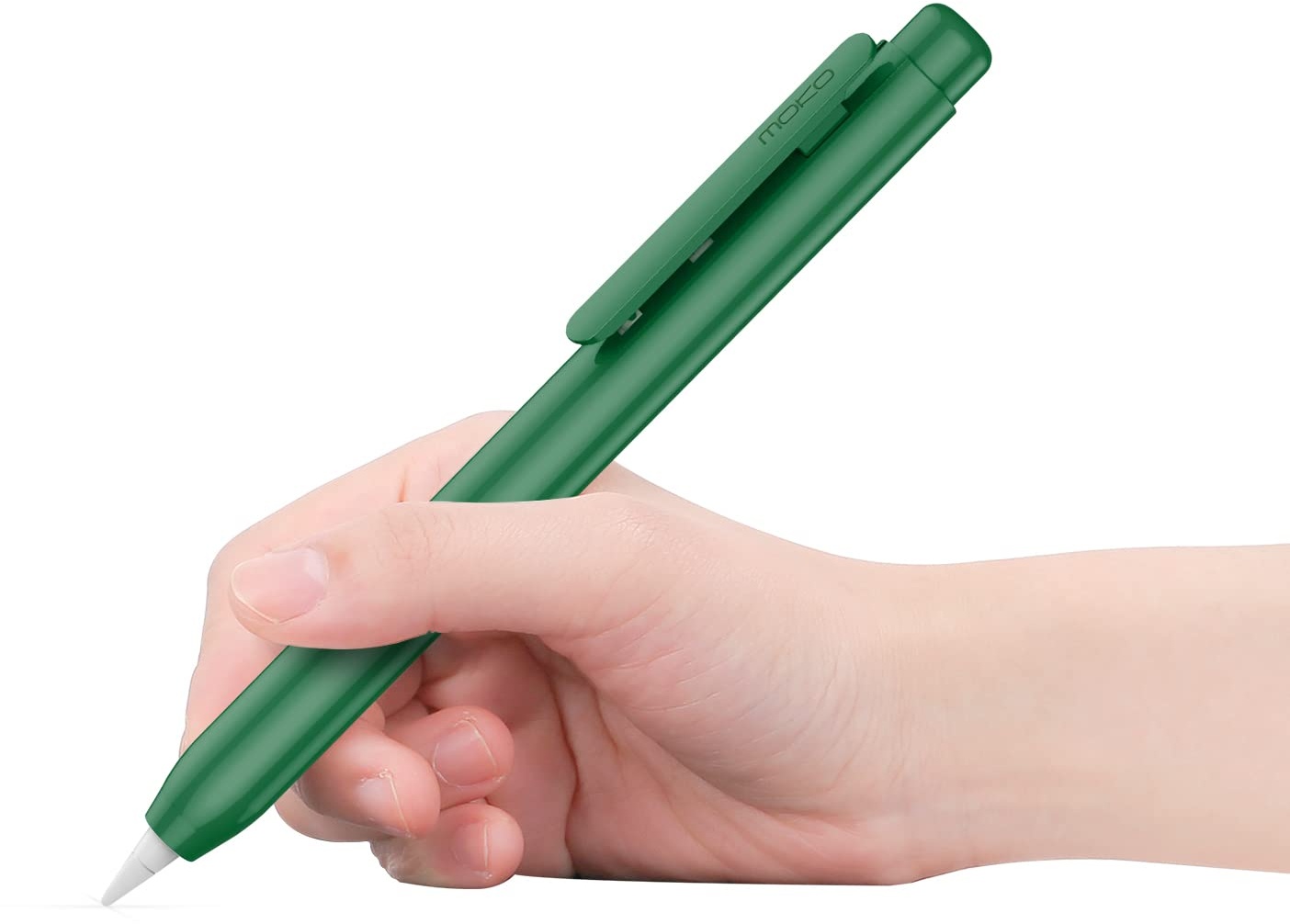 MoKo Hülle Kompatibel mit Apple Pencil 1. Generation, Retractable Ausziehbare Schutzhülle mit Apple Pencil Hülle, Stifthalter mit Stabilem Clip, rutschfeste Einfarbige Stifthülle, Nachtgrün