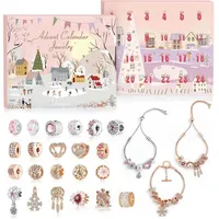 LuxusKollektion Schmuck-Adventskalender Adventskalender Schmuck 3 verstellbare Armbänder 22 Charms für Mädchen
