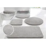 my home Badematte Merida, Badvorleger, Badezimmer Teppich, Höhe 32 mm, rutschhemmend beschichtet, fußbodenheizungsgeeignet, schnell trocknend, strapazierfähig, Kunstfaser, rund, Badteppich, Uni Farben, rechteckig, rund & als 2-tlg. Set erhältlich grau rund | Ø 100 cm x 32 mm