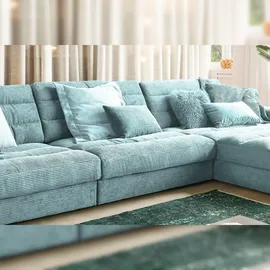 KAWOLA Ecksofa XL Lana Cord Recamiere rechts hellblau