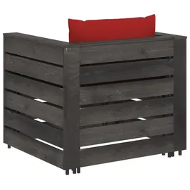 vidaXL 2-tlg. Garten-Lounge-Set mit Kissen grau/rot