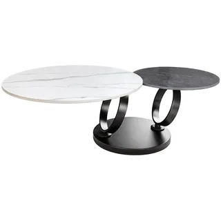 Riess-Ambiente Design Couchtisch DANCING RINGS weiß anthrazit rund drehbar Marmor Keramik schwarz