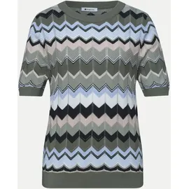 STREET ONE Kurzarm Pullover mit Zick-Zack-Muster Grün 34