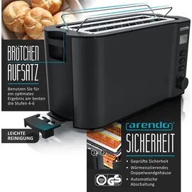Arendo Frühstücks-Set Wasserkocher 1,5l, 4-Scheiben Toaster, 6er Eierkocher, Schwarz