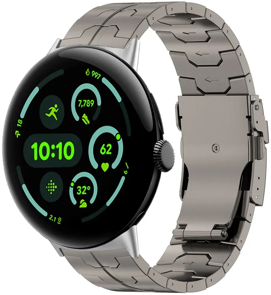Strap-it Google Pixel Watch 4 (45mm) Armband Titan 'Iron' für Google Pixel Watch 4  - 45mm - Titan - Butterfly-Verschluss