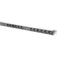 Digitus Steckdosenleiste mit Aluminiumprofil und Überlastschutz, 12-fach Schutzkontaktsteckdose, 2 x 2 m Zuleitung Schutzkontaktstecker