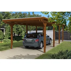 Carport Emsland 354x846cm, nussbaum, 20mm Dachschalung mit EPDM Folie Holzcarport