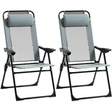 Outsunny Klappstuhl, grau Metall, Textil, 70x109x62 cm, Gartenmöbel, Gartenstühle, Gartenklappstühle