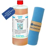 BADfabrik24 CONEL CARE R 77 Abflussreiniger 1L + Mikrofasertuch – Leistungsstark gegen Verstopfungen,Abflussreiniger, Rohrreiniger, CONEL CARE R 77, Abflussrohr Reiniger