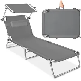 Tectake Chloé Sonnenliege 190 x 68 x 65 cm Grau