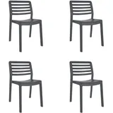 resol grupo GARBAR Windstuhl, 4 Stück, für den Innen- und Außenbereich, Garten, Terrasse, Balkon, Wohnzimmer, Küche, Esszimmer, Design, leicht, stapelbar, Dunkelgrau