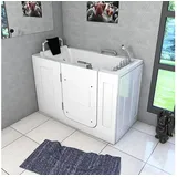 AcquaVapore Badewanne Sitzwanne Whirlpool Badewanne mit Tür S07WP-TH-A 140x76cm, Schnelle Reinigung, Nackenstütze, Überlauf Abfluss, Extra Tief, Whirlp weiß