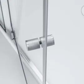 Bernstein Eckdusche mit Drehtür an Festfeld NT606 - FLEX - Nano Echtglas - 6 mm - Flexible Montage - Breiten & Profilfarbe wählbar, Breite Türelement:110 ... - Silber