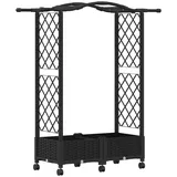 vidaXL Hochbeet mit Rankgitter und Dach 124 x 40 x 129 cm Schwarz