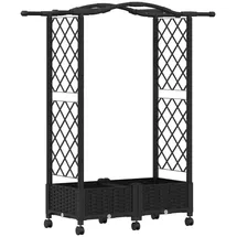 vidaXL Hochbeet mit Rankgitter und Dach 124 x 40 x 129 cm Schwarz