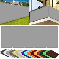 Balkon Sichtschutz Ohne Bohren 60 x 600 cm Windschutz Sonnenschutz Balkonsichtschutz mit Ösen mit Ösen Kabelbinder Und Kordel Sichtschutz für Balkon Terrasse, Hellgrau
