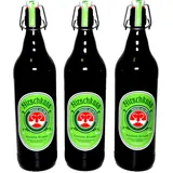 3 Flaschen Hirschkuss Kräuterlikör 38% Vol. 1 L Liter in der Bügelflasche